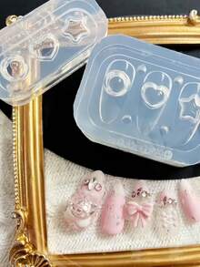 1pc Heart-Shaped Sphere 3D Nail Art Mold, Silicone DIY Nail Decoration Mold - Clear - View 9