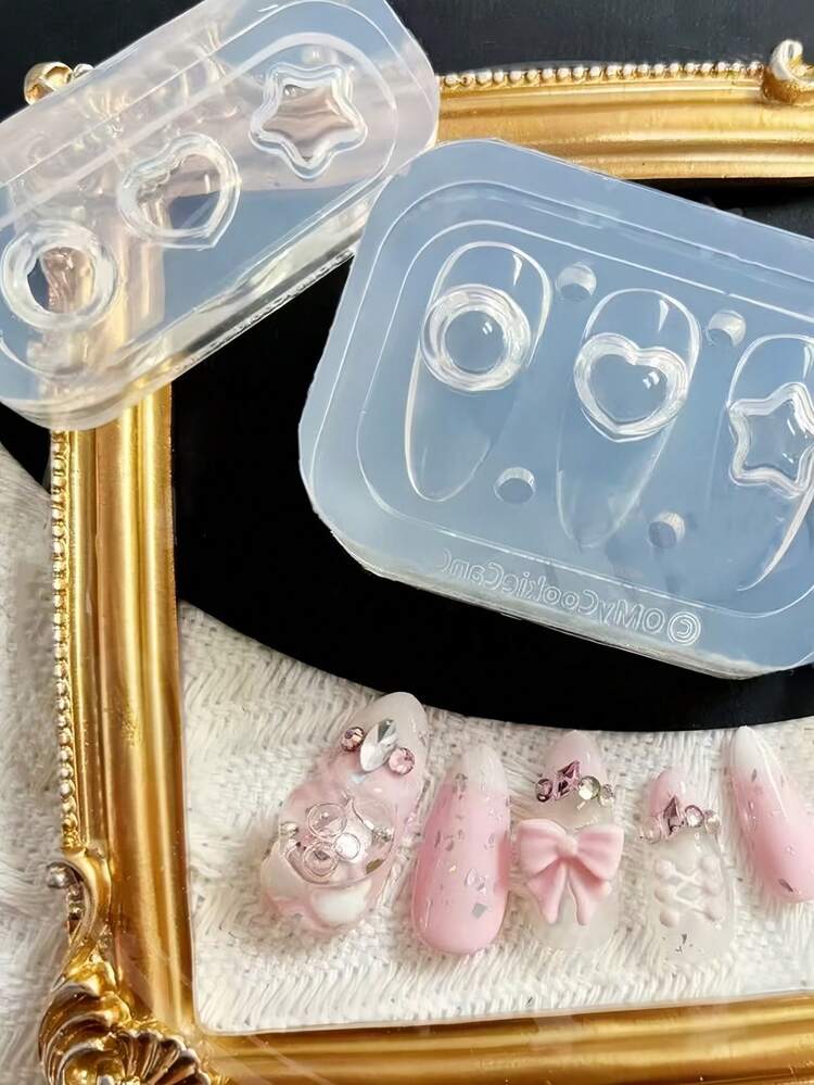 1件心形球體3D美甲模具，矽膠DIY美甲裝飾模具 - 無色 - 查看 8