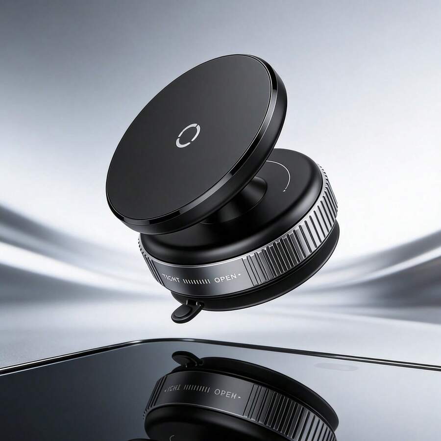 360° Adjustable Vacuum Magnetic Cell Phone Holder For Car/Gym/Mirror/Smooth Surface Hands-Free Suction Cup Cell Phone Holder, Compatible With All Smart Phones - 1pc - View 1