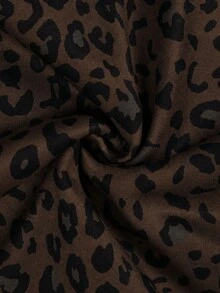 Plus Size Women's Leopard Print Straight Leg Pants With White Side Stripes, Warm And Comfortable For Autumn Wear - Coffee Brown - View 7
