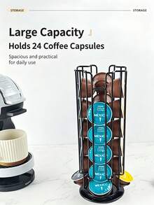 1件咖啡膠囊收納架 儲物盒 咖啡展示架 24顆裝旋轉式 DolceGusto 膠囊展示收納架 咖啡膠囊置物架 適用於居家、辦公室、廚房、餐廳、飯店等場合 - 彩色 - 查看 5