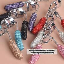 1pc Rhinestone Handle Eyelash Curler, Shiny Metal Eyelash Curler With Soft Pad, Wide Angle Curling Makeup Tool, Create Natural Lifted Lashes, Suitable For Daily Makeup And Travel - Multicolor - View 4