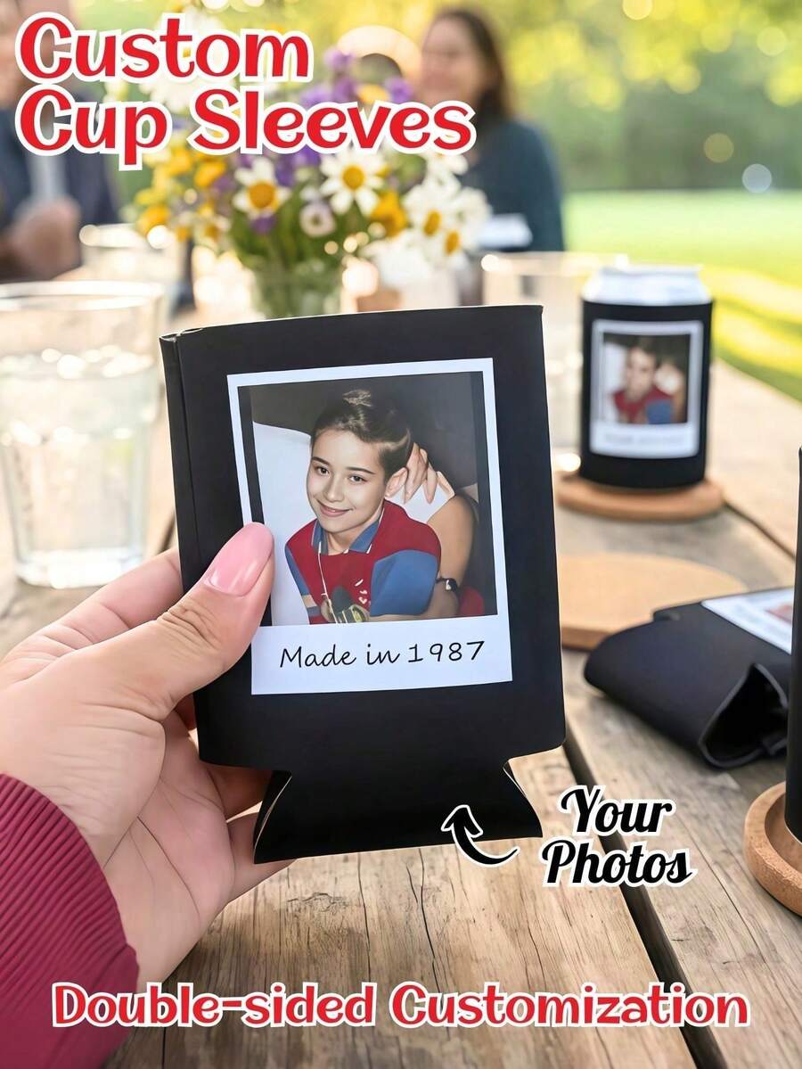 Custom Can Cooler, Personalized Photo Cup Sleeve, Double-Sided Custom Drink Holder, Custom Picture & Text Koozie, Personalized Beverage Holder, Reusable Can Insulator, Party Favor, Birthday Gift - Multicolor 2 - View 1