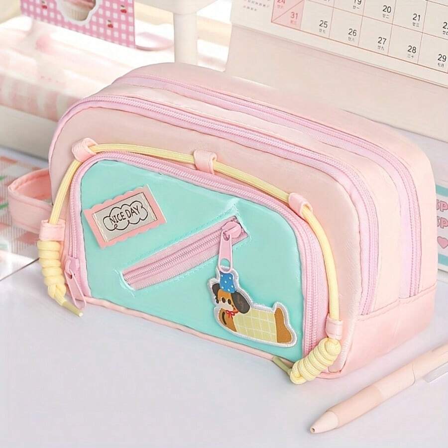 New Handheld Pencil Case, Portable Stationery Storage Bag, Large Capacity Desktop Stationery Organizer, Suitable For Office And School Supplies, Washable, Back To School Essential Gift - Multicolor - View 1