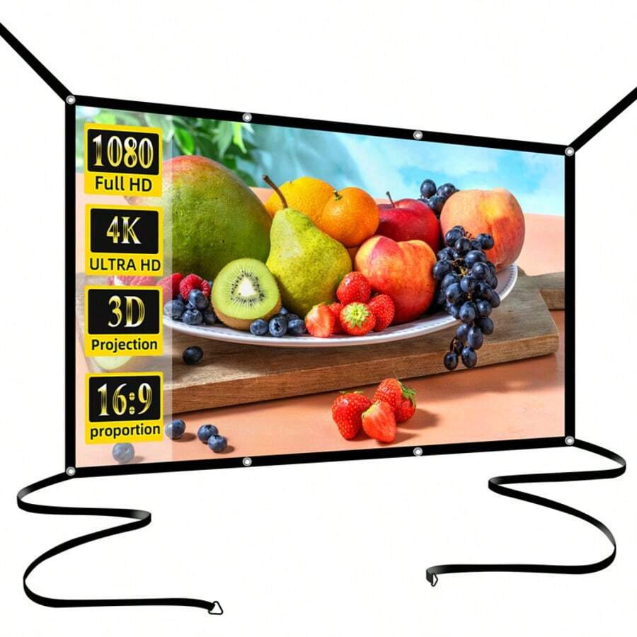 GAINVANE 84-150 Inch Washable Soft Projector Screen, No Drilling Required Easy Installation, Comes With Hooks, Foldable Portable Pocket Screen, Suitable For Outdoor Camping, BBQ, Pool Party, Ironing, Home Theater And More, Extended Version - View 1