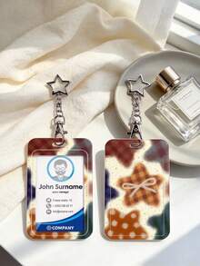 1pc Vintage Plaid Star Print Hard Shell ID Card Holder With Star Pendant, Student Campus Bus Badge Protector. Can Store Student ID, Meal Card, Bus/Metro Card, Access Card, Protects Cards And Can Also Be Used As A Bag Charm, Suitable For Campus Commuting And Holiday Gifts - Rectangle - View 13