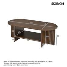 طاولة قهوة بيضاوية 100*49*35 سم من خشب MDF، طاولة غرفة المعيشة مع رف، طاولة جانبية، طاولة أريكة، طاولة قهوة، طاولة شاي، طاولة قهوة حديثة مضلعة لغرفة المعيشة - لون خشب الجوز - مشاهدة 11