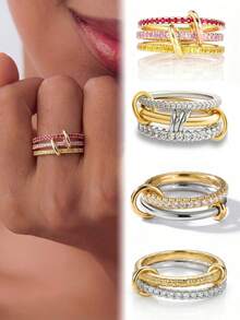 1 buah Anting Tiga Lapis Halus, Cocok untuk Wanita, Anting Kristal Elegan, Perhiasan Indah - MultiWarna - View 2