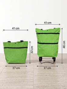 Foldable Ultra-Portable Shopping Cart, Oxford Cloth Material, Hand-Carry Or Shoulder-Carry, Wheeled Outdoor Shopping Cart, Lightweight Large Capacity, Load Capacity Up To 25 Lbs - Multicolor - View 2