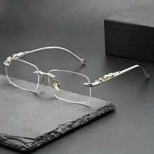 [H0YNl] Brand Designed Fashion Rimless High-End Glasses, Suitable For All Seasons, Elegant High-End Unisex Glasses, Fashion Gift - Fashion Accessory - Multicolor - View 11