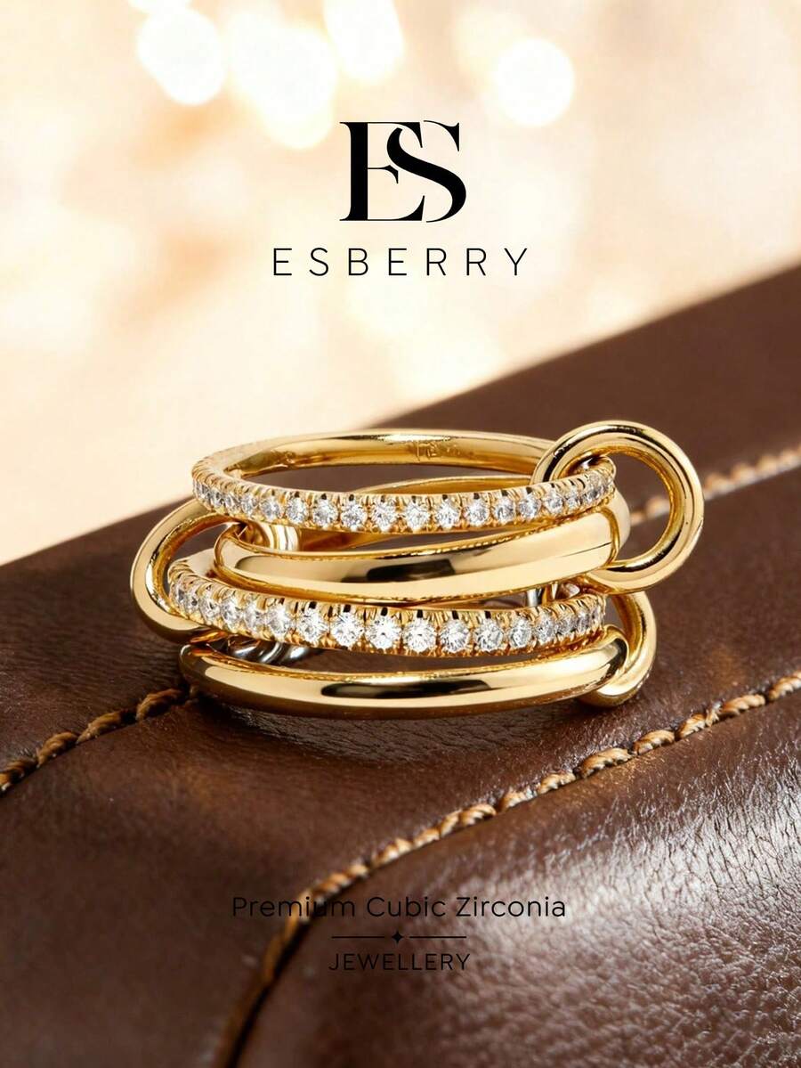 ESBERRY 1pc Elegant Colorful Diamond Ring, Minimalist Casual Design, Suitable For Daily Wear, Party, Valentine's Day Gift