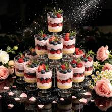 Reusable Clear Dessert Cups, Elegant Mousse Cups, Parfait Cups, Dessert And Pudding Bowls, Thickened Ice Cream And Custard Containers. Perfect For Christmas Party, Wedding, Event, Dessert Display, Valentine's Day Event Service, Holiday Tableware - Transparent - View 7