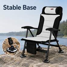 Foldable Camping Chair Adjustable Backrest Portable Fishing Chair - Grey - View 1