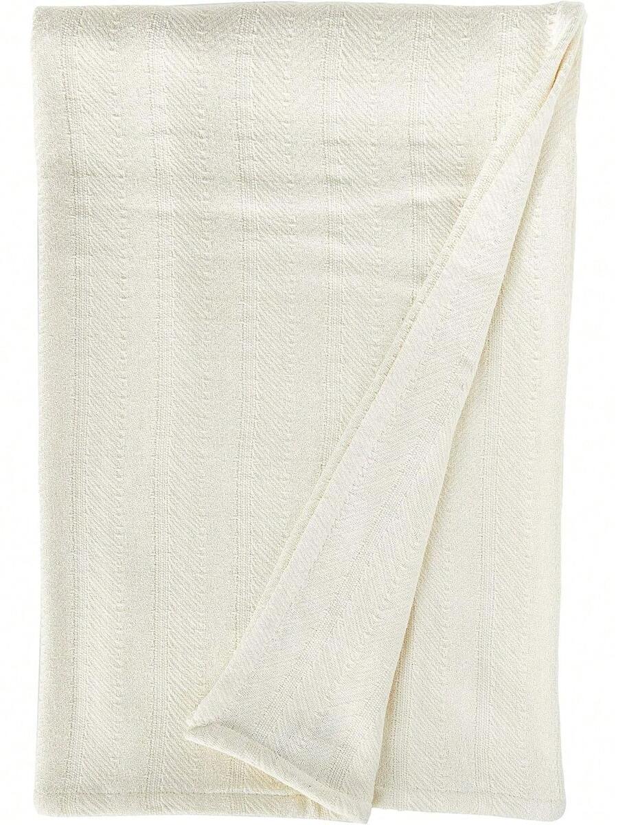 Manta, Cobija de patrón de espiguilla, , Hueso, Individual - Hueso - Ver 1