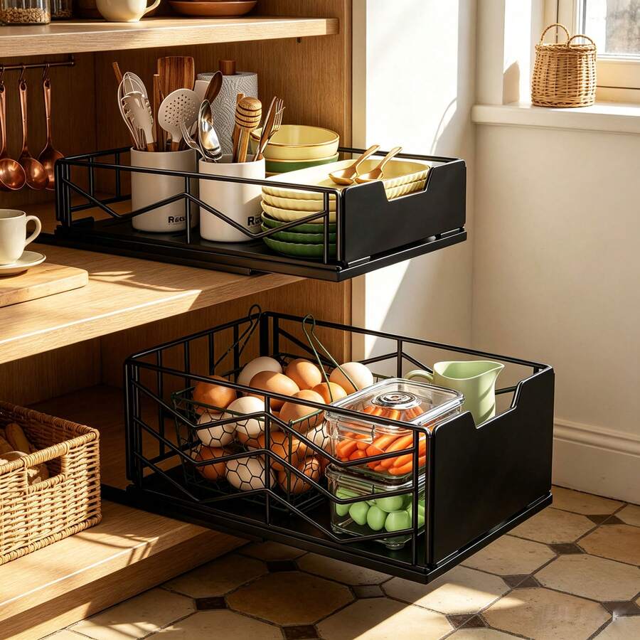 Pull Out Storage Rack, Seasonal Clothing Storage, Drawer Storage, Smooth Pull-Out Deep Cabinet For Effortless Retrieval