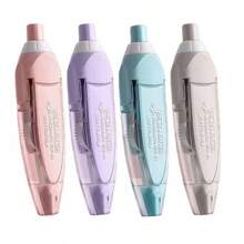 1pc Pencil Case, Black Ink Ballpoint Pen With Medium Tip, Smooth Writing, Retractable Correction Tape With Replacement Cartridge, Back To School Essential - Multi-color - View 7