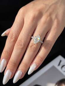 1pc Moissanite Ring, Fashion 2CT Twisted Rope Band Marquise Shaped Ring, Suitable For Women's Engagement And Wedding - Twisted Moissanite Ring - 2CT - View 8