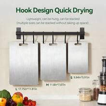 2pcs/1pc Titanium Kitchen Cutting Board, Stainless Steel Cutting Board Set, Suitable For Meat, Fruit And Vegetables - Silver - View 9