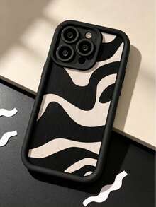 Autumn Stripe Abstract Wave Print Phone Case Compatible With Iphone18 17 16 15 14 13 12 11 Pro Max, Large Camera Window Shockproof Soft Protective Cover - Multicolor - View 3