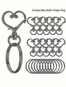 Heart-Shaped Rotating Clasp Keychain (Heart Keychain + Key Ring) Colorful Metal Spring Clasp, Suitable For DIY Crafts - Multi-color - View 11