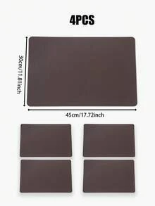 1/4pcs Brown Rectangular PVC Synthetic Leather Placemats, Heat-Resistant Anti-Scald Tabletop Protection, Non-Slip Wear-Resistant Rollable Easy Storage, Washable Easy Cleaning, Suitable For Restaurant Dinner Table Decor, Wedding Holiday Table Placemats, Indoor And Outdoor Decoration - Multicolor - View 6