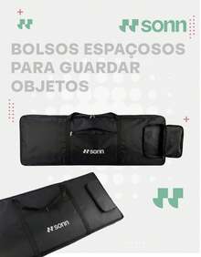 Capa para Teclado 61 Teclas Sonn Sn-30 capa Teclado 5/8 Alças E Bolsos tecido oxford 600 preto bolsa case teclado - Visão 7
