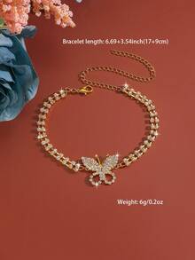 Fashion Shine Rhinestone Butterfly Anklets For Women Summer Beach Anklet Butterfly Barefoot Chain - Gold - View 5