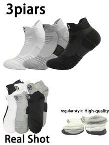 Men's Cushioned Ankle Socks, Thick Terry Bottom Low-Cut Sports Socks, Breathable Non-Slip Running Basketball Casual Daily Wear Socks - Multicolor - View 15