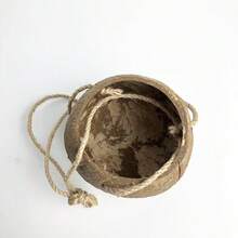 1 pieza Maceta colgante creativa de cáscara de coco natural con cuerda, maceta colgante para decoración del hogar - Maceta colgante hecha a mano - Ver 4