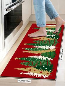 1/2pcs Christmas Kitchen Decor Rug, Christmas Tree Pattern Winter Kitchen Mat And Pad, Non-Slip Washable Absorbent Kitchen Accessory Decorative Mat, Christmas Holiday Gift! - Multicolor - View 16