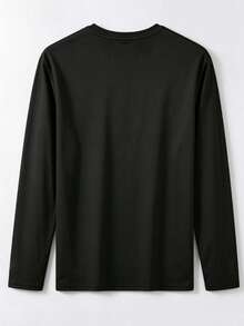 Men's Breathable Sun Protection Long Sleeve Sports T-Shirt, Outdoor Hiking Fitness Quick Dry Crew Neck Top - Black - View 5