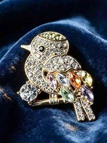 Vintage Suit Lapel Pin Bird Brooch Accessory Colorful Fashion Animal Brooch Decorative Pin - Gold - View 2