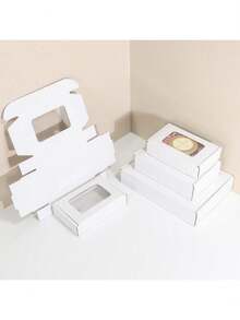 10pcs White Window Paper Box, Visible Window Express Packaging Box, Packing Material, Packaging Box, Gift Box, Corrugated Cardboard Box, Express Box, Packing Box, Airplane Box, Corrugated Paper Box, Postal Cardboard Box - Multicolor - View 7