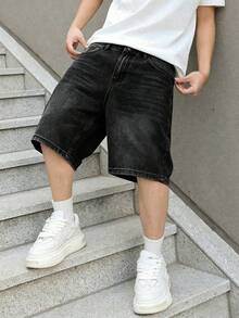 Teenager Vintage Loose Denim Shorts - Black - View 5