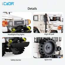 CaDA Toyota Land Cruiser FJ40 Building Blocks 1:24 Educational Toy 374pcs Off-Road Vehicle Model Toy, Suitable For Boys 8 Years And Above - White - View 2