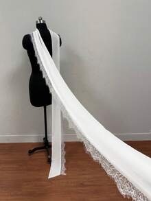 1 buah Syal Pengantin Putih Chiffon Renda Minimalis Aksesori Gaun Pengantin Selendang Bolero Satu Bahu - MultiWarna - View 2
