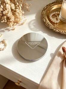 Prada Portable Makeup Mirror Series, Gold Round Mirror And Silver Triangle Hand Mirror, Lightweight And Durable, Suitable For Travel, Personal Use And Gifting - Silver - View 1