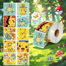 1set/500pcs Square Sticker Roll With Assorted Anime Characters. Vivid HD Printing, No Sticky Residue. Perfect For Crafts, Gift Sealing And Party Decorations.(Stochastic Style) - Multicolor - View 2