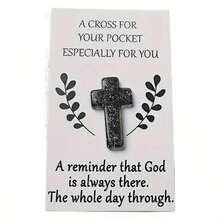 1pc Random Mixed Color Resin Cross Blessing Card, Portable Commemorative Card, Suitable For Birthday, Christmas, Family Gathering, Conveying Peace And Health Blessings, Warm New Year Gift Card For Everyone - A - View 4