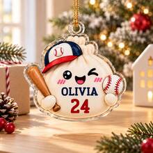 1pc Customized Name Steamed Dumpling Sports Christmas Ornament, Baseball Basketball Holiday Hanging Decoration, Christmas Tree Decor, Fun Sports Enthusiast Gift, Christmas Gift - Multicolor - View 13
