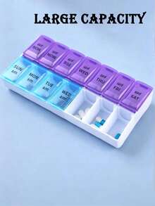 1pc 7-Day 14-Compartment Pill Box, 2 Sizes Suitable For Tablets, Vitamins And Supplements. Lightweight And Portable, Fits In Bags, Pockets And Purses, Perfect For Summer Travel, Business Trips And Outdoor Activities. Independent Compartments Prevent Confusion, Compact And Easy To Use, Exquisite Gift For Women And Moms, Travel Essential, Affordable Quality - View 10