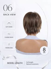 8 Inch Short Bob Brown Mixed Gold Synthetic Wig, Elf Short Hair With Bangs, Heat Resistant Gold Wig, Suitable For Women, Party, Cosplay, Halloween, Daily Wear, Carnival Party, Natural Appearance - Multicolor - View 8