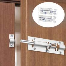 7pcs Corrosion-Resistant Bucket Lock Set - 1 Lock With 6 Installation Screws, Brushed Finish, Suitable For Cabinets, Wardrobes, Sheds, Main Doors And Entry Doors | Commercial Grade Home & Office Security Hardware - Silvery - View 4