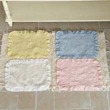 1/2/4pcs Korean Ins Style Ruffled Plaid Table Mat, Textured Bubble Gauze Fabric Heat-Insulating Placemat, Afternoon Tea Display Photo Decoration Napkin - Multicolor - View 6