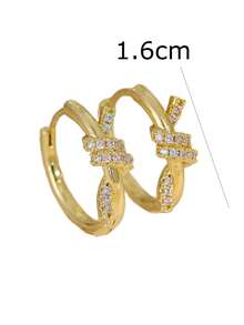 1 Pair Elegant Minimalist Knot Design Earrings, Casual Versatile High-End Ear Jewelry - Hoop Earrings - View 6