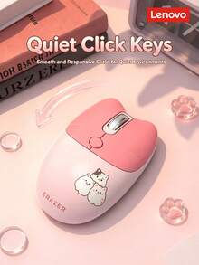 N521 Mouse Nirkabel Telinga Kucing, Senyap dan Portabel, Mouse Lucu, Hadiah untuk Anak Perempuan, Kompatibel dengan Desktop, Lenovo Legion, dan Laptop, Tersedia dalam warna Telinga Kucing Putih Susu dan Telinga Kucing Merah Muda Peach. - View 3