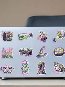 50pcs Purple And Green Forest Stickers, Waterproof Vinyl Aesthetic Graffiti Stickers For Water Bottles, Scrapbooking, Phone Cases, Tablets, Laptops, Cars, Books, Helmets, Notebooks, Skateboards, Guitars, Computers - Multicolor - View 6