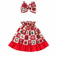 Christmas Porch Goose Outfit Holiday Lace Ruffled Dress Costume With Headwear Festive Lawn Goose Clothes - Multicolor - View 8
