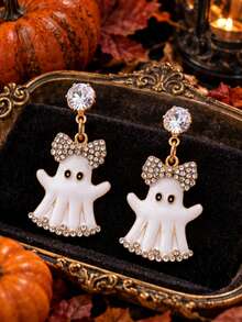 1 Pair Cute Cartoon Ghost Earrings, Designed For Daily Wear, Holidays, Parties And Halloween, Exquisite Gift - Multicolor - View 6