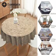 1 Piece 2D Flat Print - Brown Tassel Crochet Texture Printed Circular Tablecloth, Suitable For Circular Tables And Coffee Tables, Home Decor, Courtyard Outdoor Dining Arrangements, Various Styles And Sizes To Choose From - C - View 6